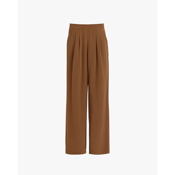 Cuyana Silk Charmeuse Wide Leg Pants Hazelnut Brown Copper Trouser Small - Picture 7 of 7